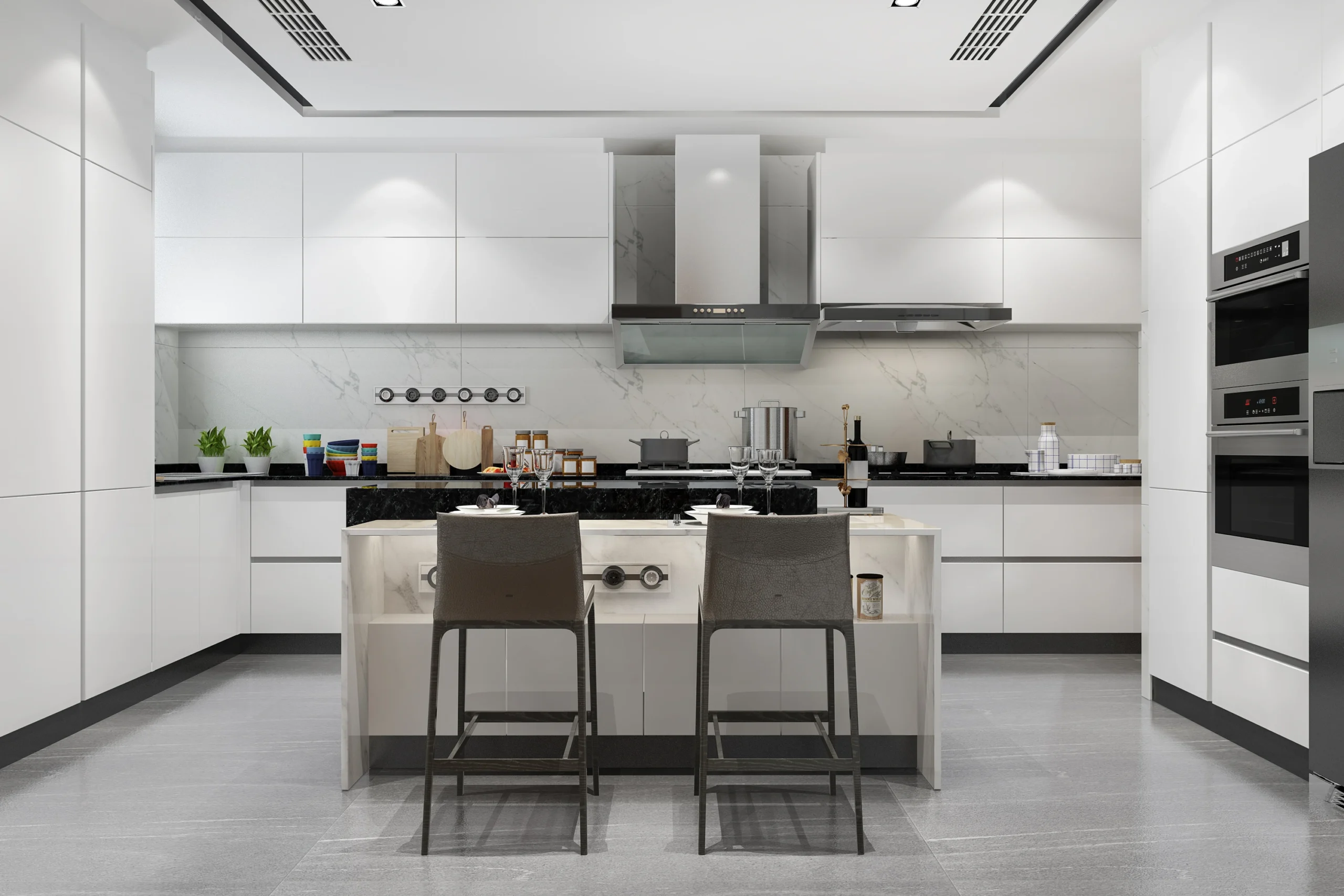 Straight kitchen set
